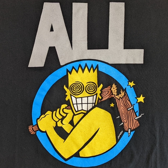 Punk Rock Band Shirt ALL Allroy Broken Bat adult 2XL XXL black Gildan Men's 90s - Picture 4 of 10